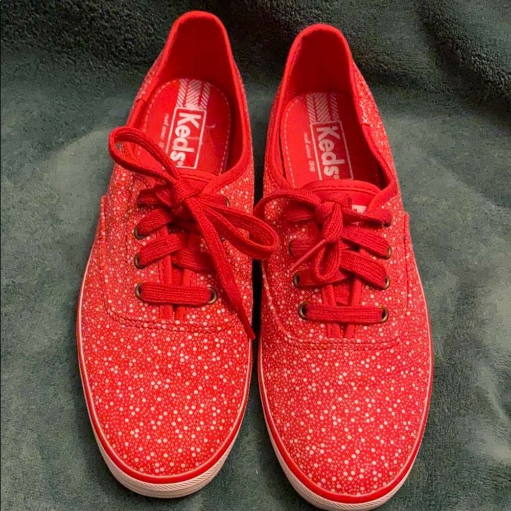Red with white dots Keds